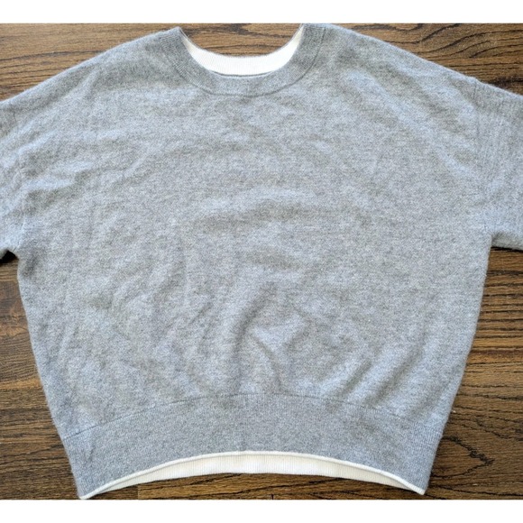 Vince Sz S Gray Cashmere Blend Long Sleeve Knit Crew Neck Sweater Minimalist - Picture 4 of 8